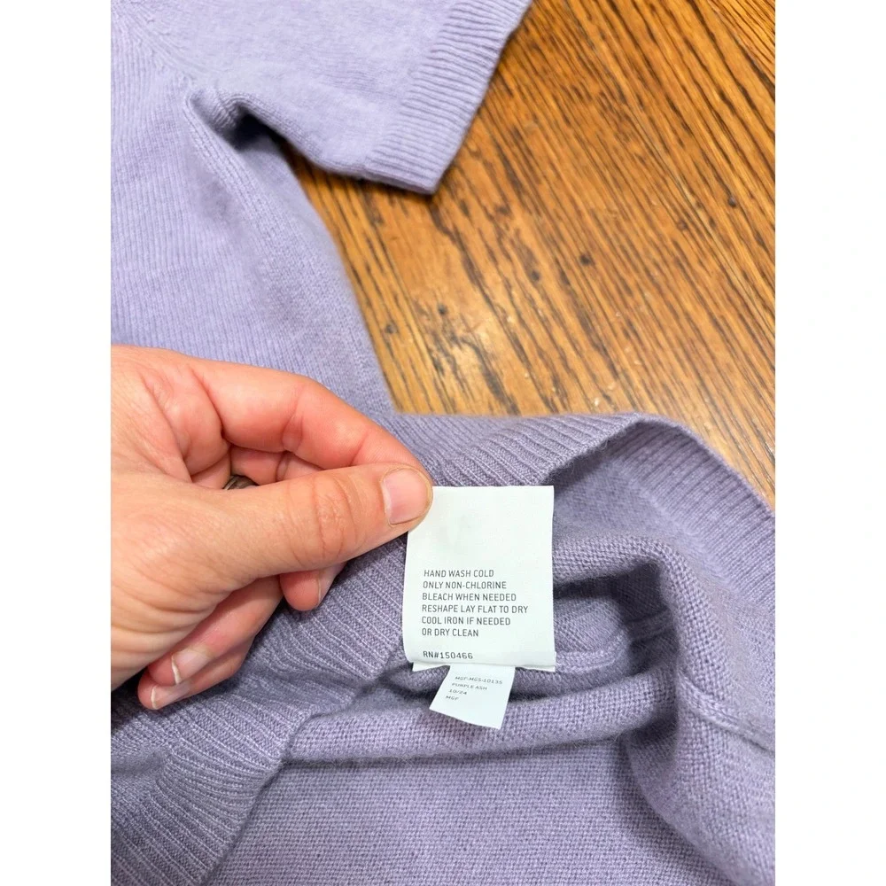 The Commons Mens 100% Cashmere Short Sleeve Polo Sweater Purple Ash Large